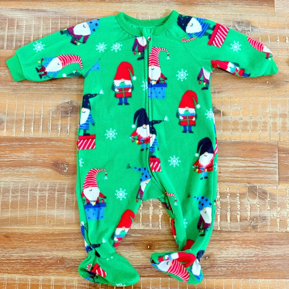 The Children's Place baby footie gnome holiday Christmas zip up Pajamas fleece